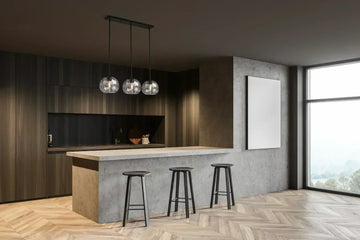 Professional linear light fixture for kitchen island at our Surrey light shop Ocean Pacific Lighting