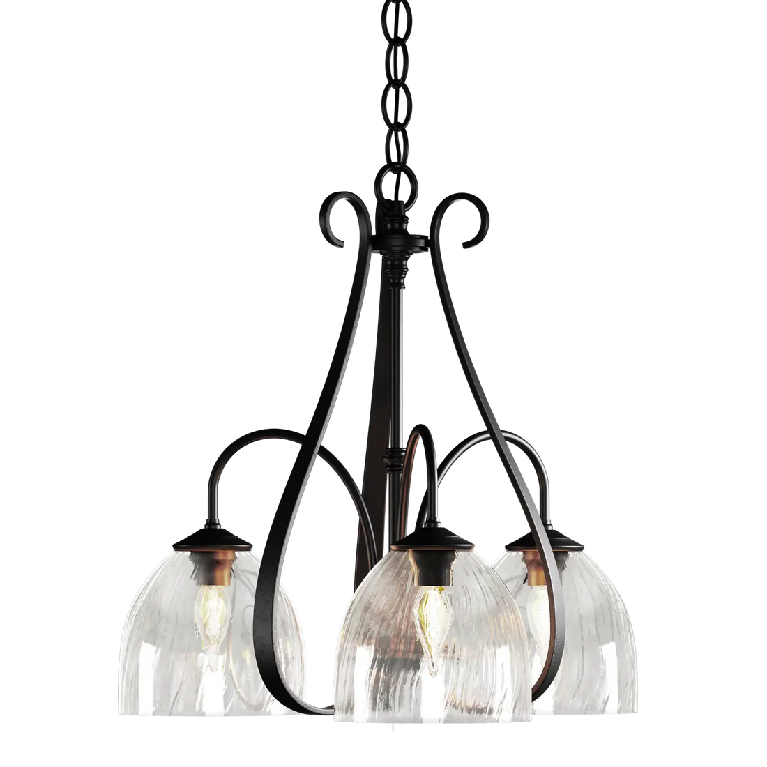 HUBBARDTON FORGE, SWEEPING TAPER 3 ARM CHANDELIER, CHANDELIER LIGHT