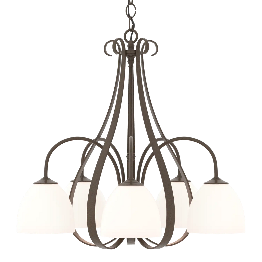 HUBBARDTON FORGE, SWEEPING TAPER 5 ARM CHANDELIER, CHANDELIER LIGHT