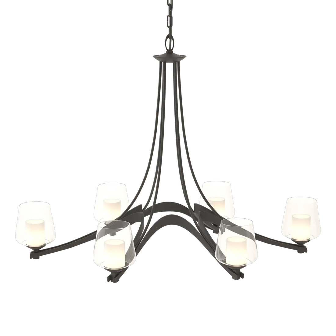 HUBBARDTON FORGE, OVAL RIBBON 6 ARM CHANDELIER, CHANDELIER LIGHT