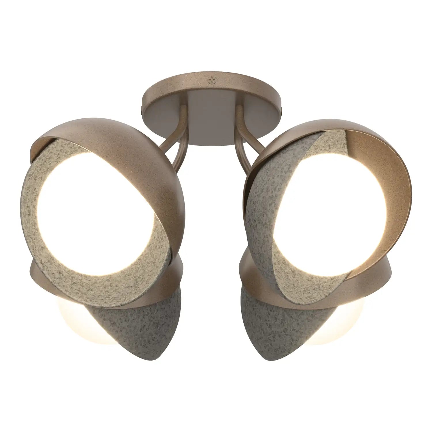 Hubbardton Forge, Brooklyn Double Shade Semi-Flush, SEMI FLUSH MOUNT LIGHT