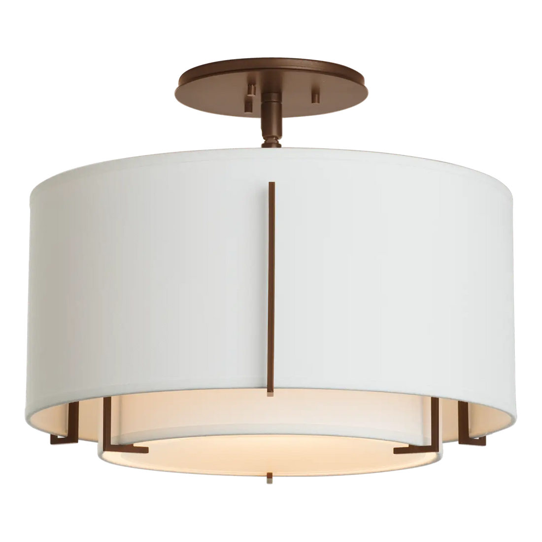 HUBBARDTON FORGE, EXOS DOUBLE SHADE SEMI-FLUSH, SEMI FLUSH MOUNT LIGHT