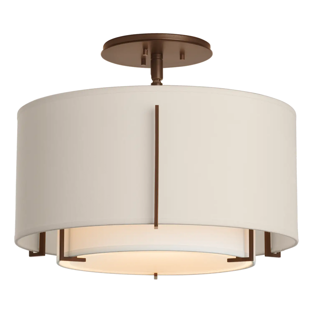 HUBBARDTON FORGE, EXOS DOUBLE SHADE SEMI-FLUSH, SEMI FLUSH MOUNT LIGHT