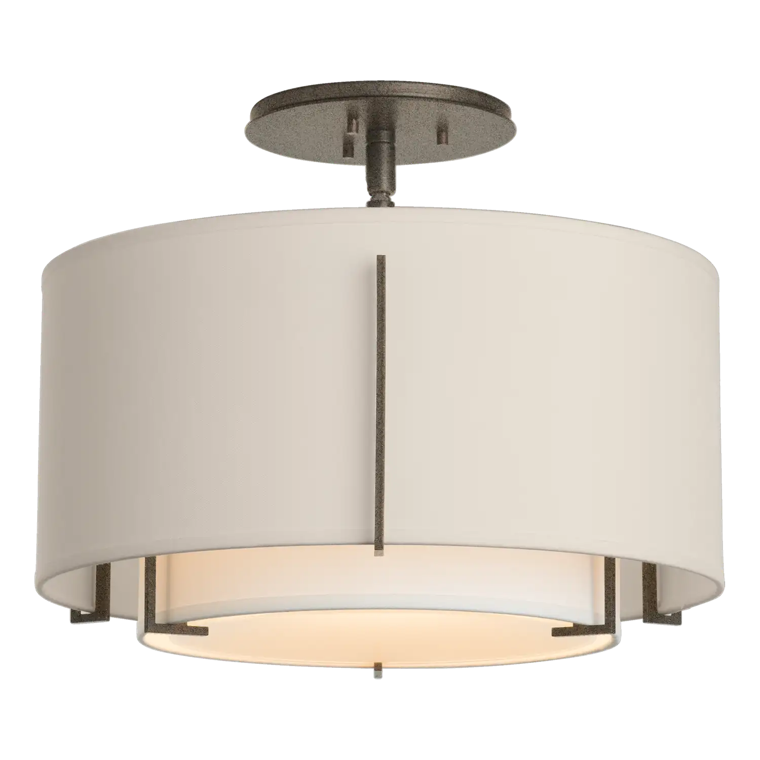 Hubbardton Forge, Exos Double Shade Semi-Flush, SEMI FLUSH MOUNT LIGHT