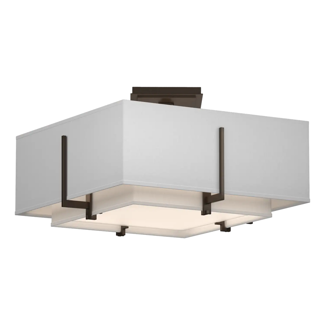 HUBBARDTON FORGE, EXOS SQUARE DOUBLE SHADE SEMI-FLUSH, SEMI FLUSH MOUNT LIGHT