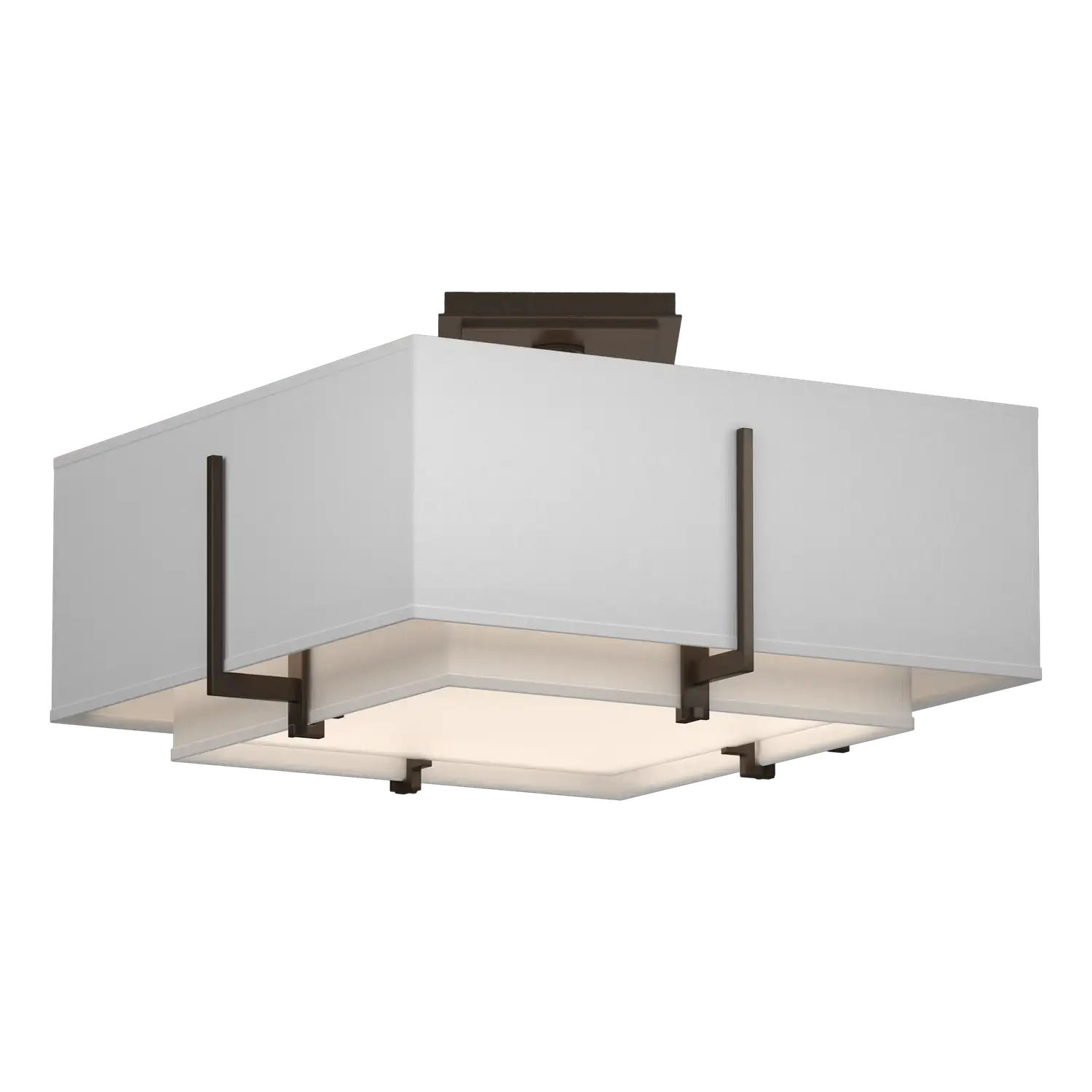 Hubbardton Forge, Exos Square Double Shade Semi-Flush, SEMI FLUSH MOUNT LIGHT