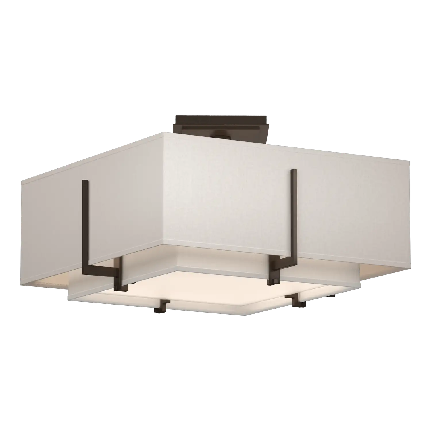 Hubbardton Forge, Exos Square Double Shade Semi-Flush, SEMI FLUSH MOUNT LIGHT