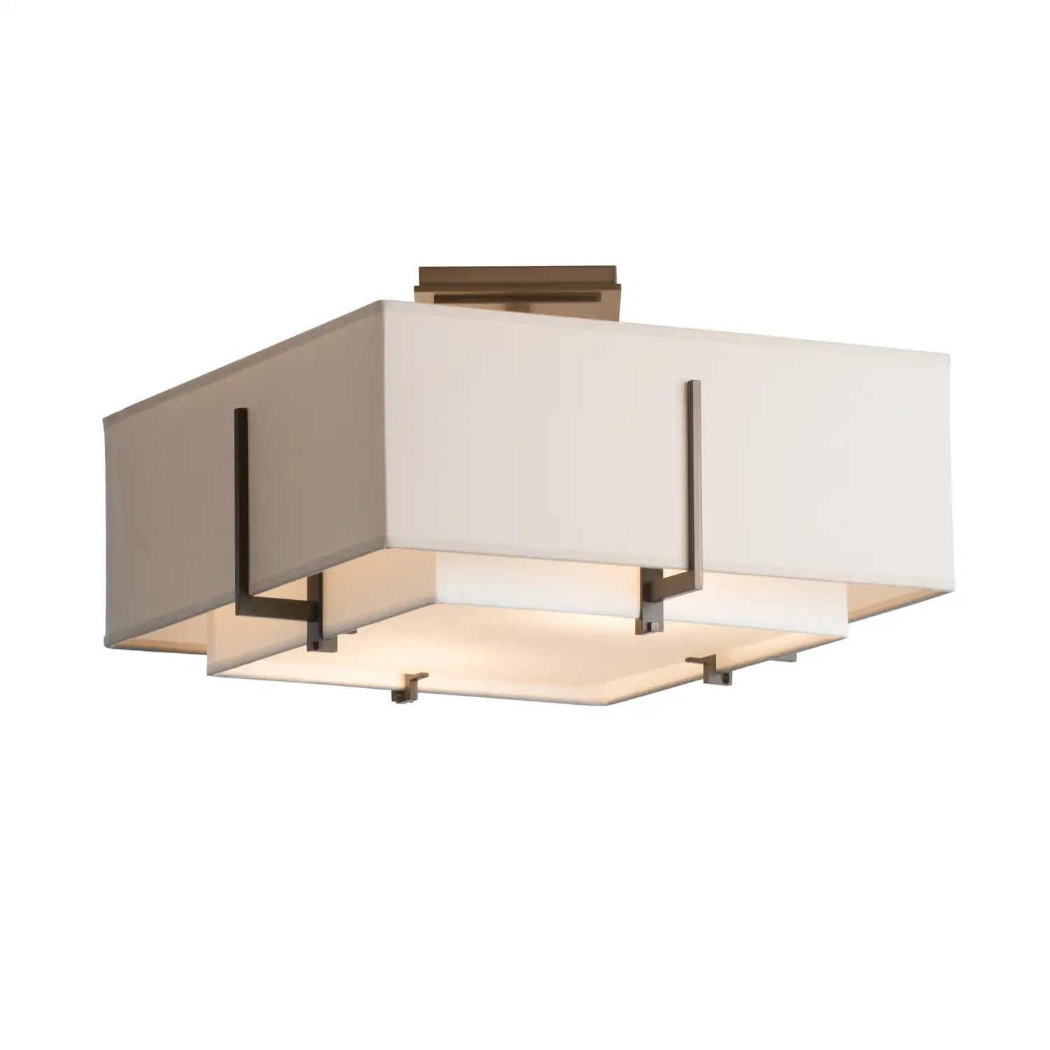 Hubbardton Forge, Exos Square Double Shade Semi-Flush, SEMI FLUSH MOUNT LIGHT