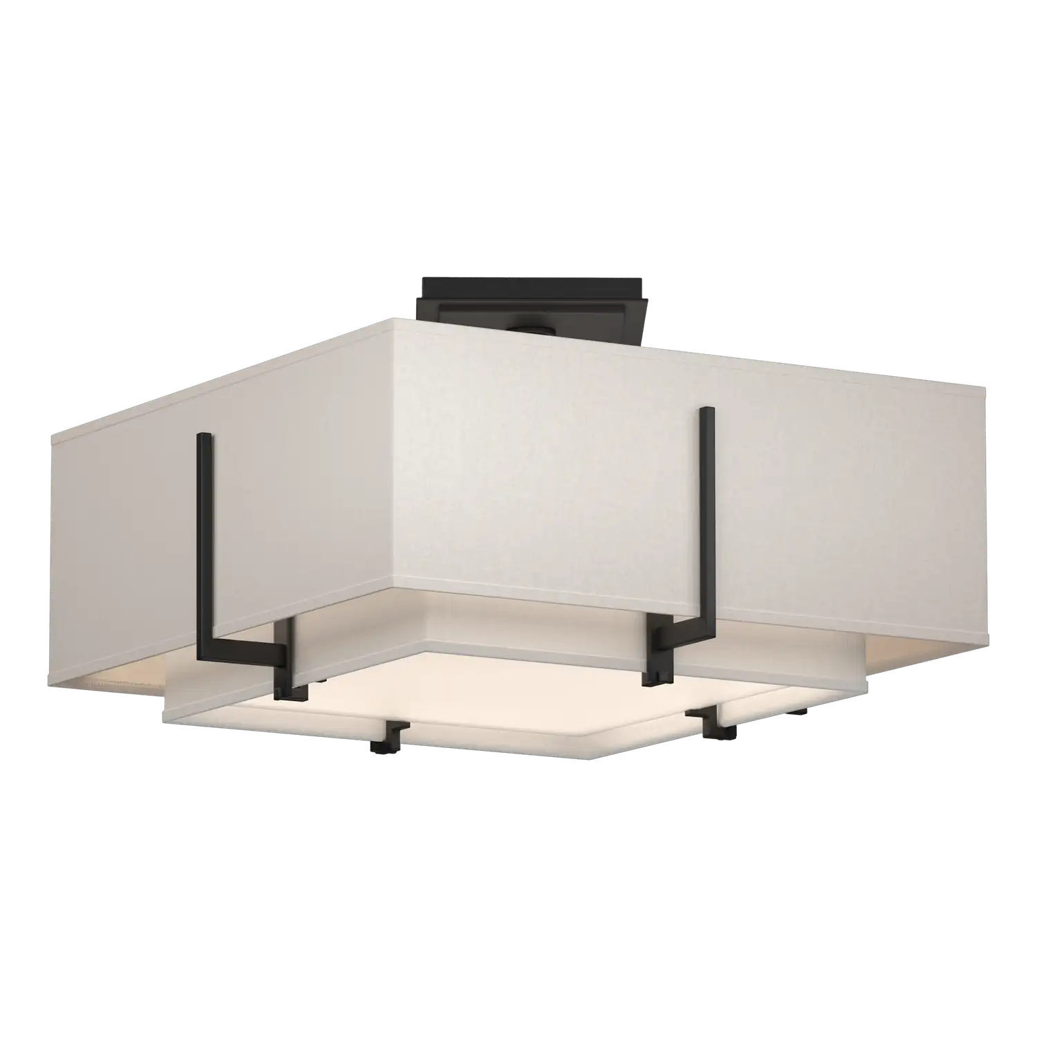 Hubbardton Forge, Exos Square Double Shade Semi-Flush, SEMI FLUSH MOUNT LIGHT
