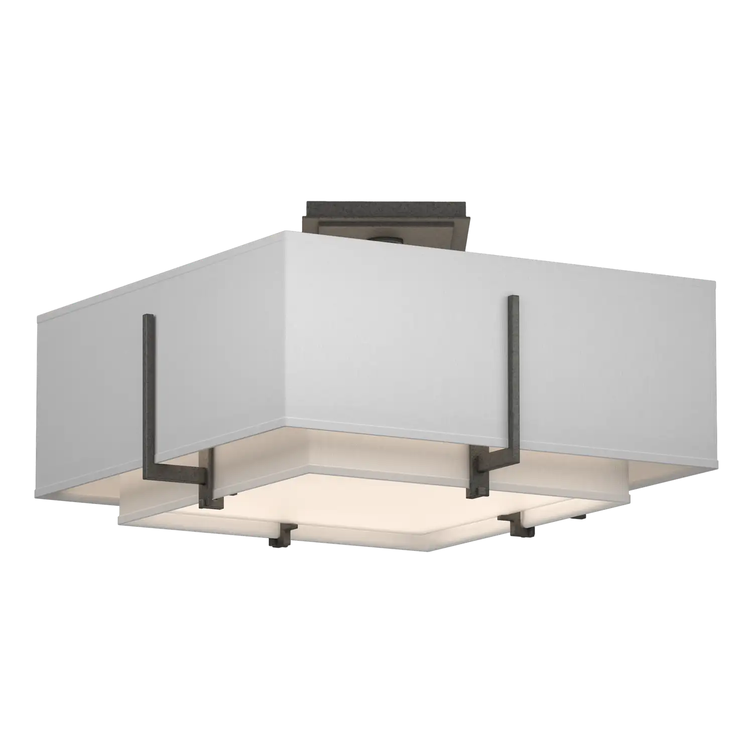 Hubbardton Forge, Exos Square Double Shade Semi-Flush, SEMI FLUSH MOUNT LIGHT