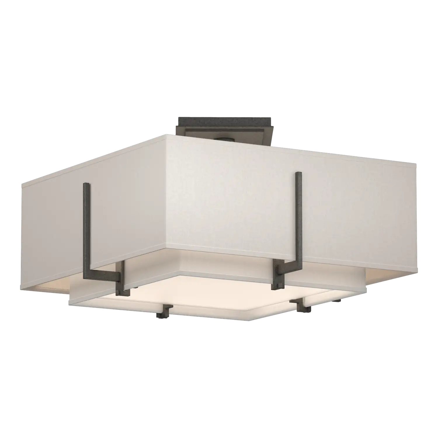 Hubbardton Forge, Exos Square Double Shade Semi-Flush, SEMI FLUSH MOUNT LIGHT