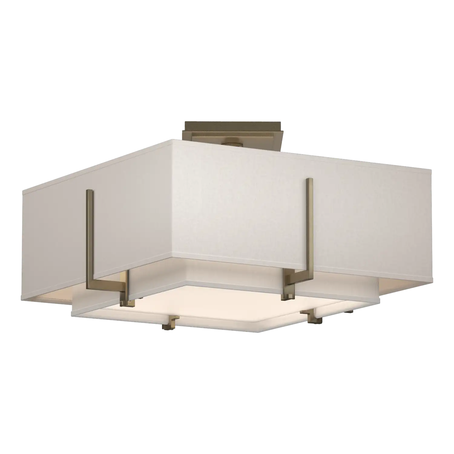 Hubbardton Forge, Exos Square Double Shade Semi-Flush, SEMI FLUSH MOUNT LIGHT