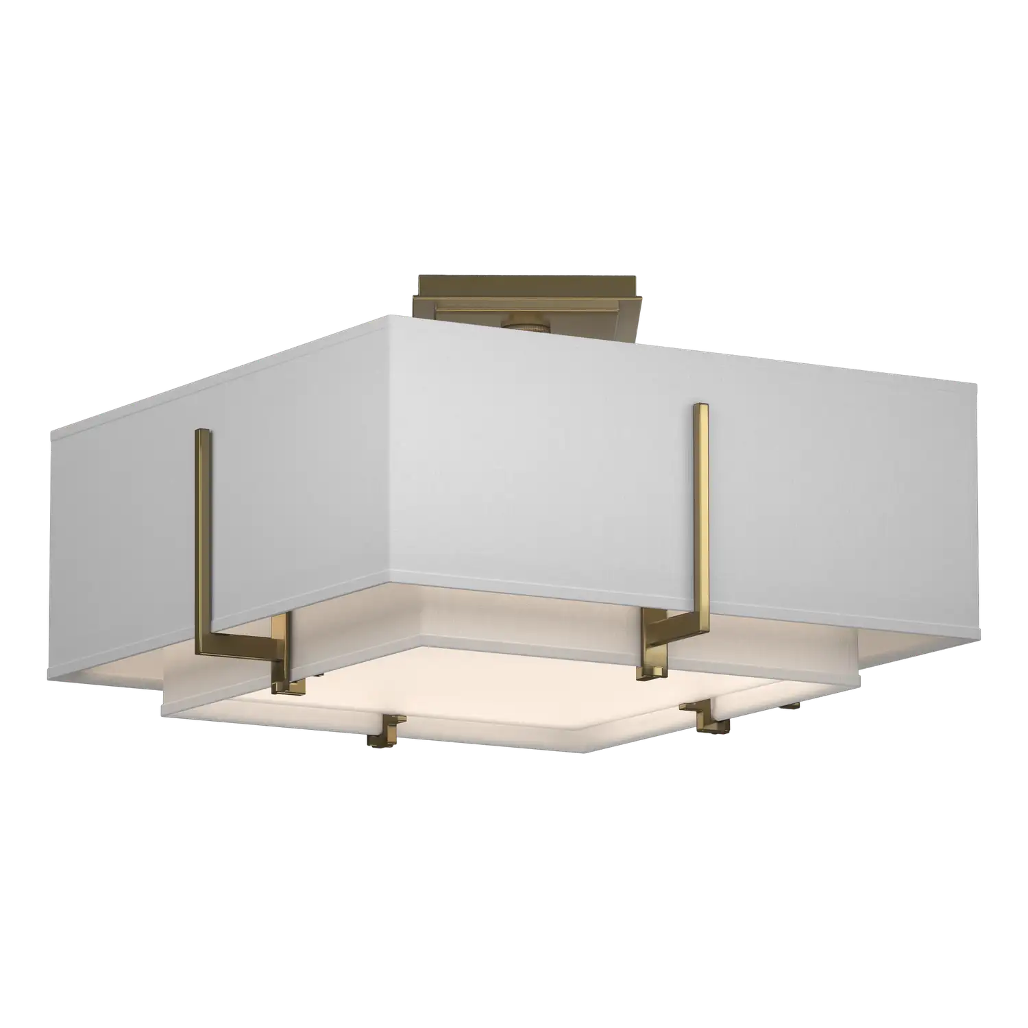 Hubbardton Forge, Exos Square Double Shade Semi-Flush, SEMI FLUSH MOUNT LIGHT