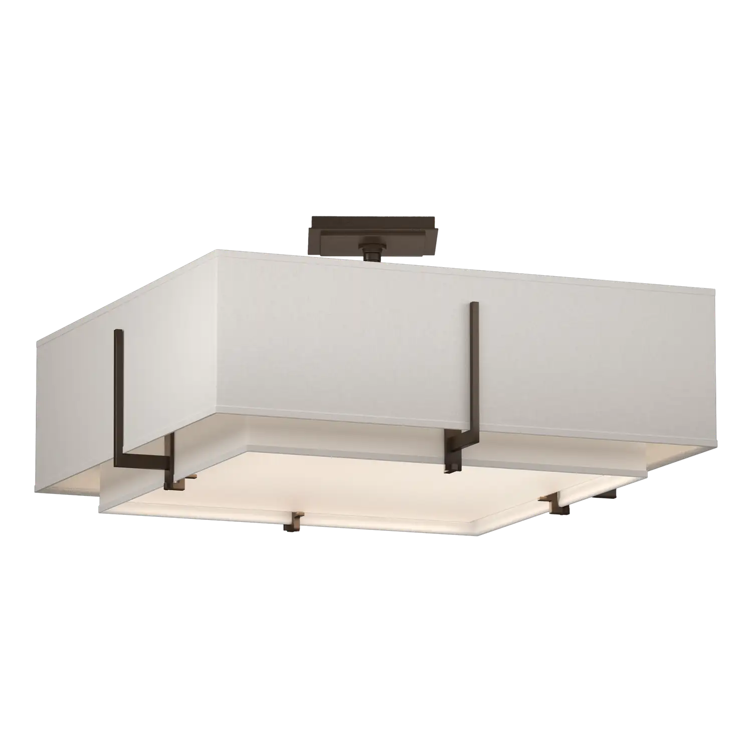Hubbardton Forge, Exos Square Double Shade Semi-Flush, SEMI FLUSH MOUNT LIGHT