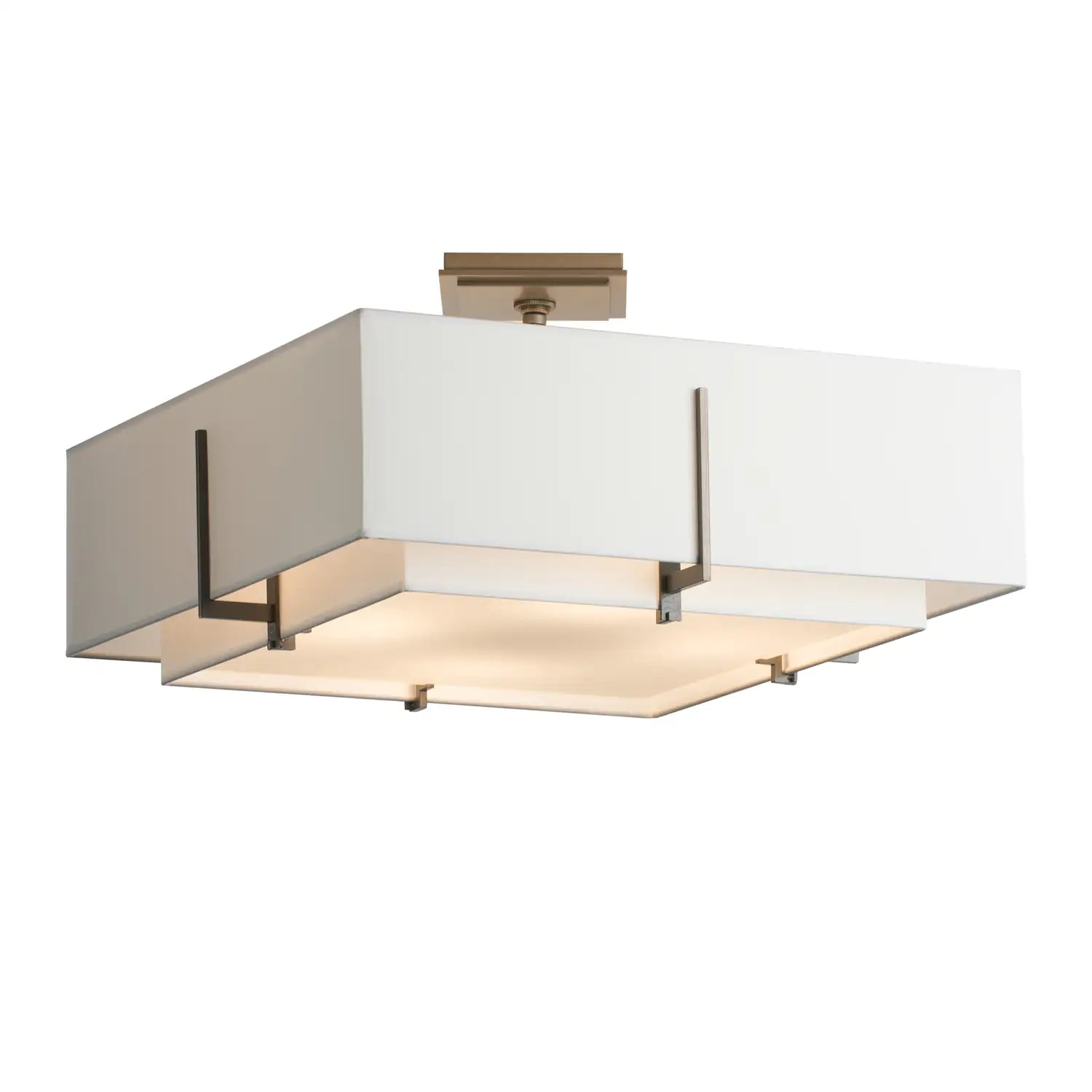 Hubbardton Forge, Exos Square Double Shade Semi-Flush, SEMI FLUSH MOUNT LIGHT