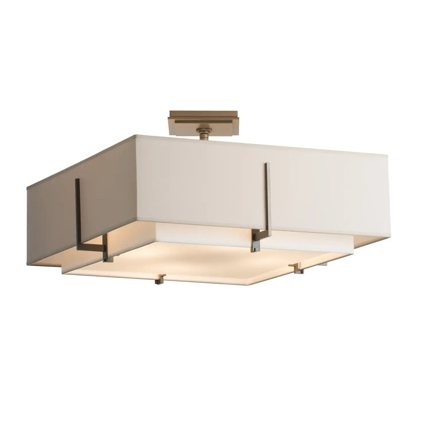 Hubbardton Forge, Exos Square Double Shade Semi-Flush, SEMI FLUSH MOUNT LIGHT