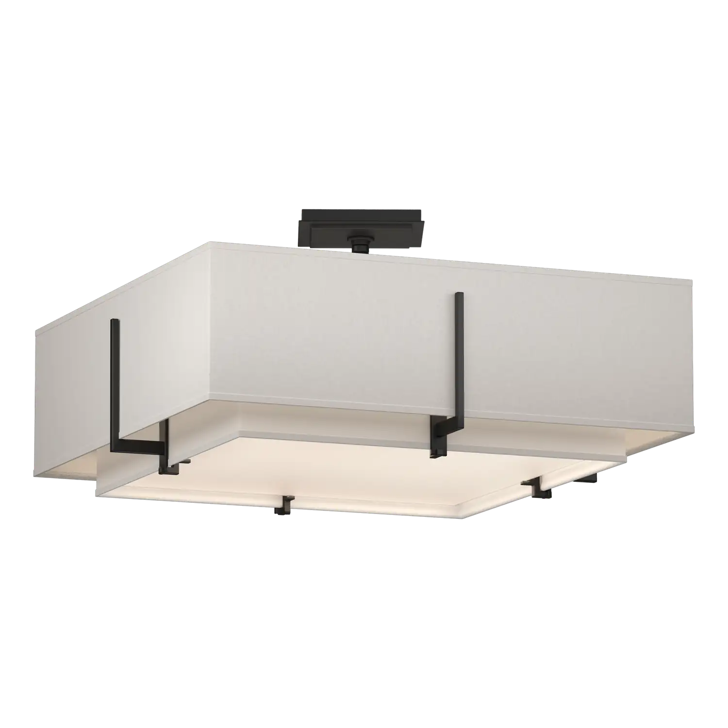 Hubbardton Forge, Exos Square Double Shade Semi-Flush, SEMI FLUSH MOUNT LIGHT