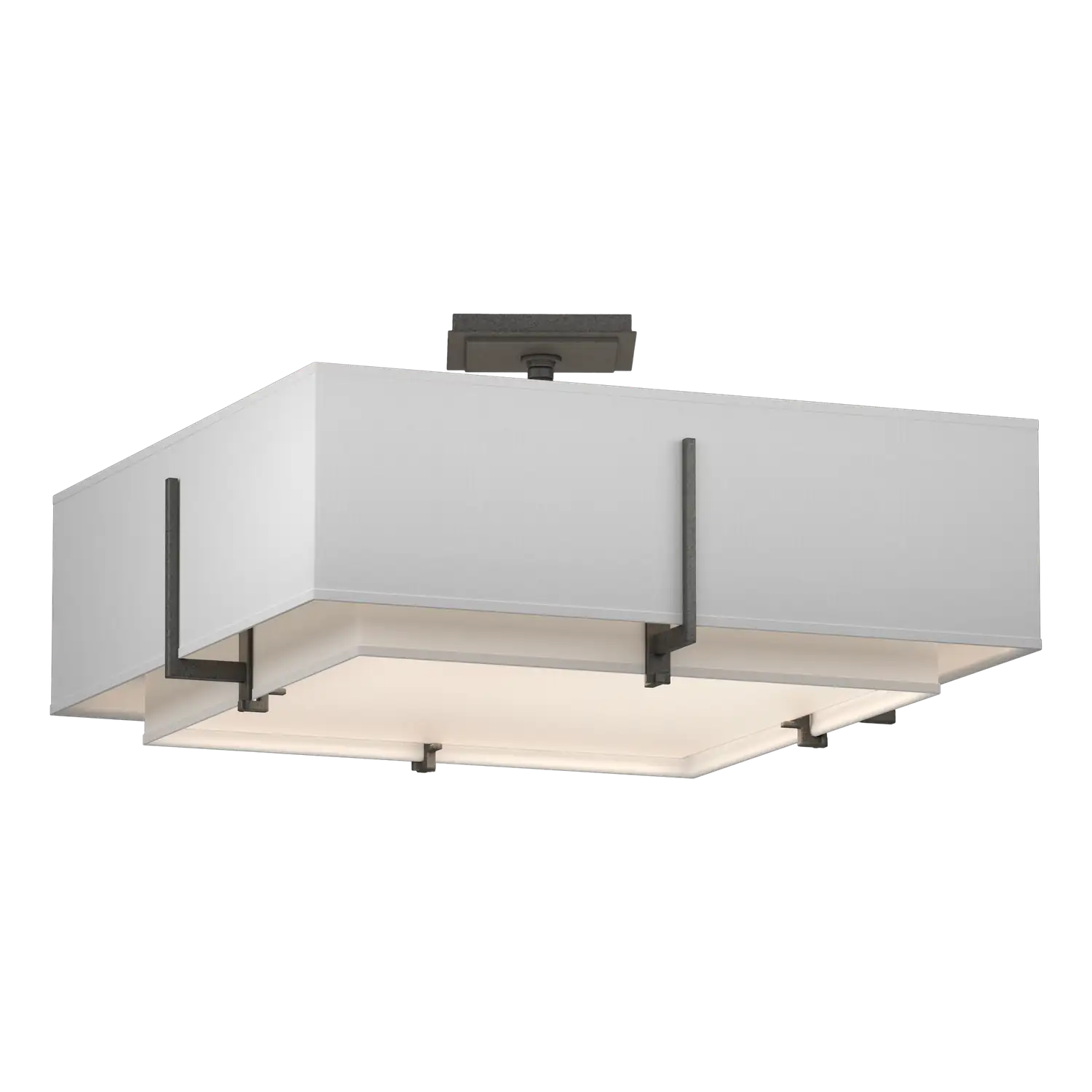 Hubbardton Forge, Exos Square Double Shade Semi-Flush, SEMI FLUSH MOUNT LIGHT