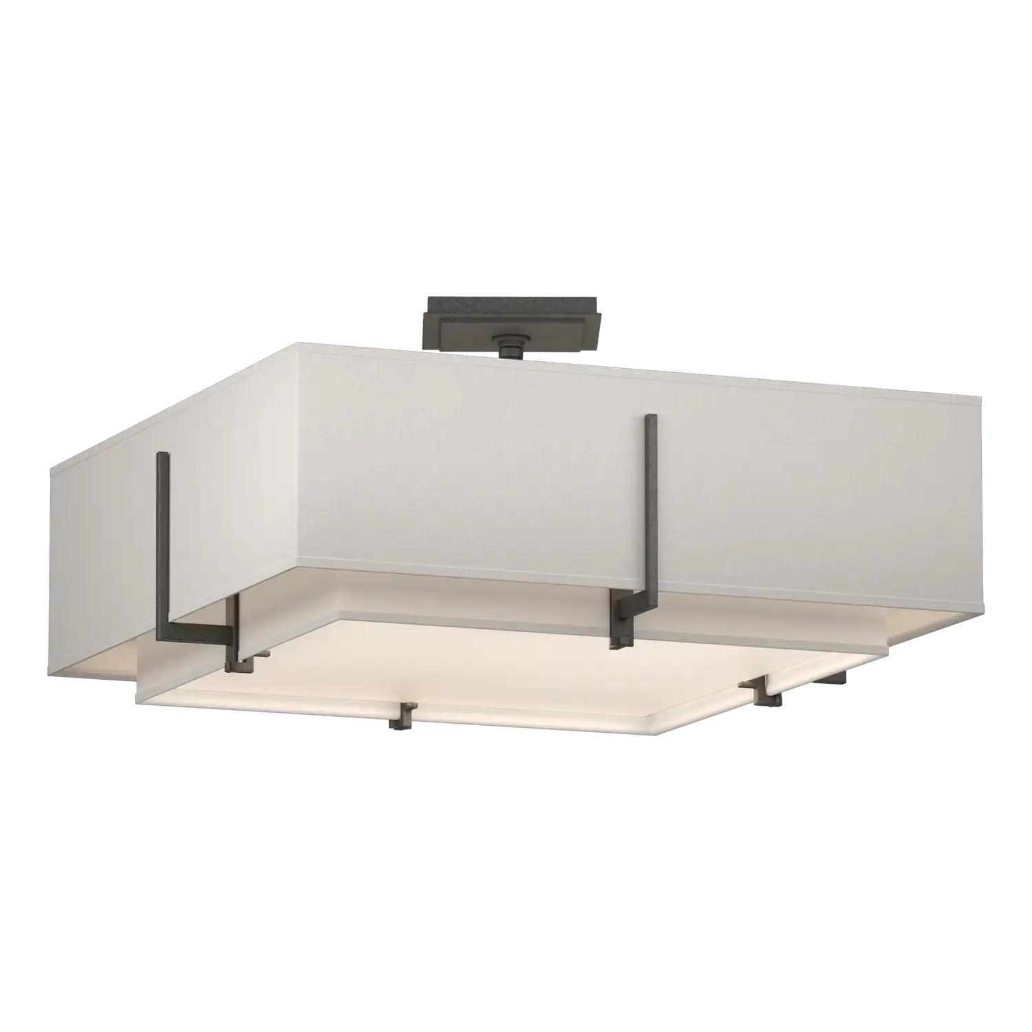 Hubbardton Forge, Exos Square Double Shade Semi-Flush, SEMI FLUSH MOUNT LIGHT
