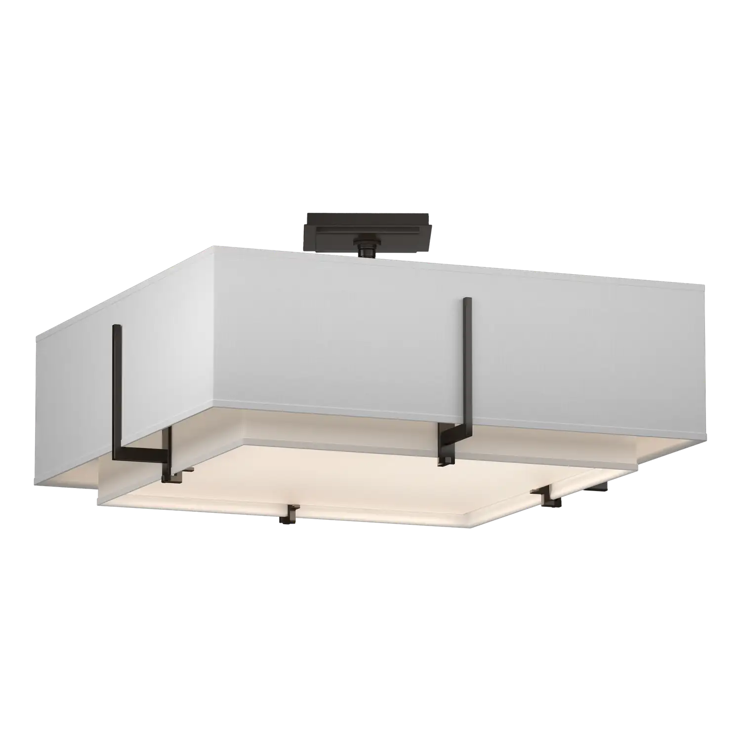 Hubbardton Forge, Exos Square Double Shade Semi-Flush, SEMI FLUSH MOUNT LIGHT