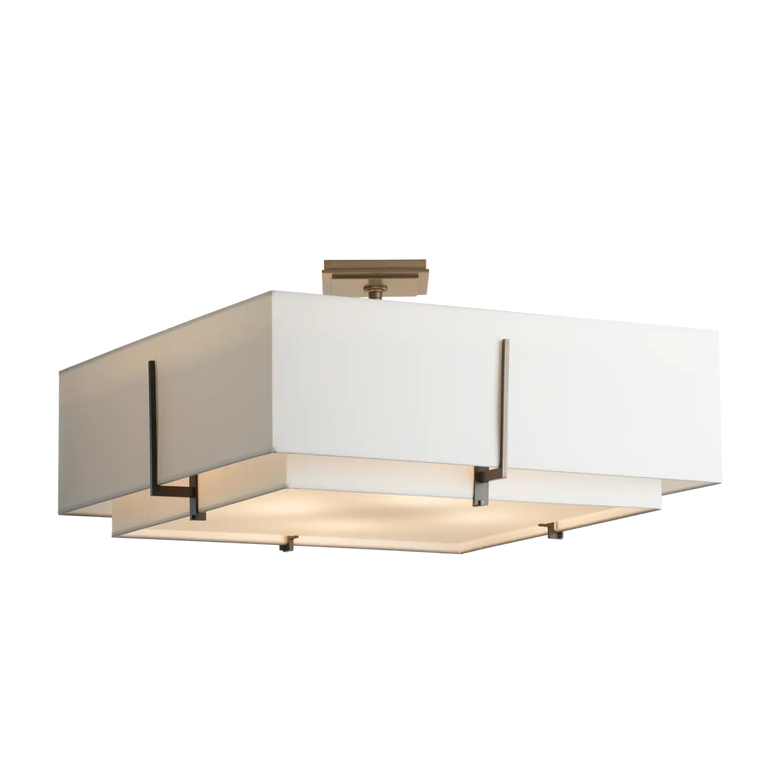 Hubbardton Forge, Exos Square Double Shade Semi-Flush, SEMI FLUSH MOUNT LIGHT