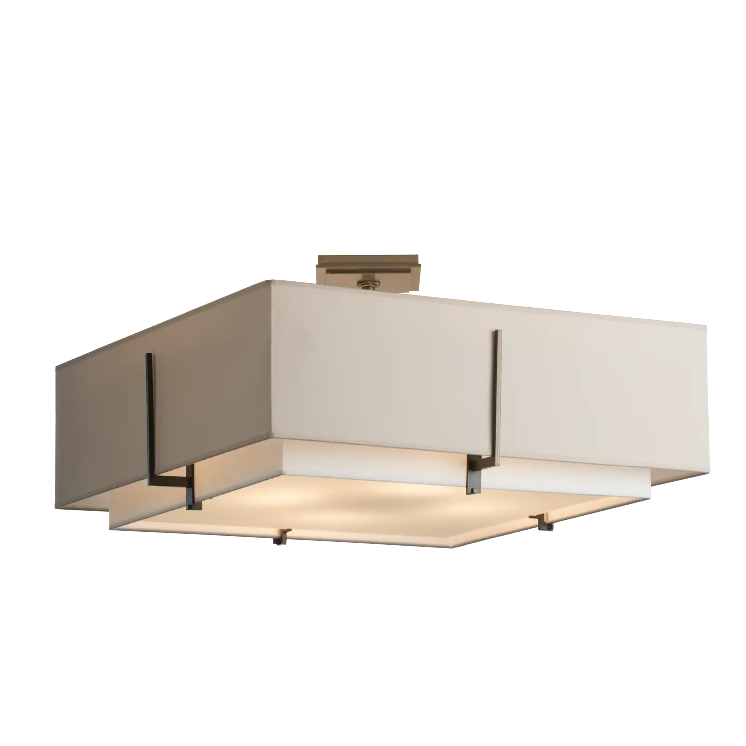 Hubbardton Forge, Exos Square Double Shade Semi-Flush, SEMI FLUSH MOUNT LIGHT