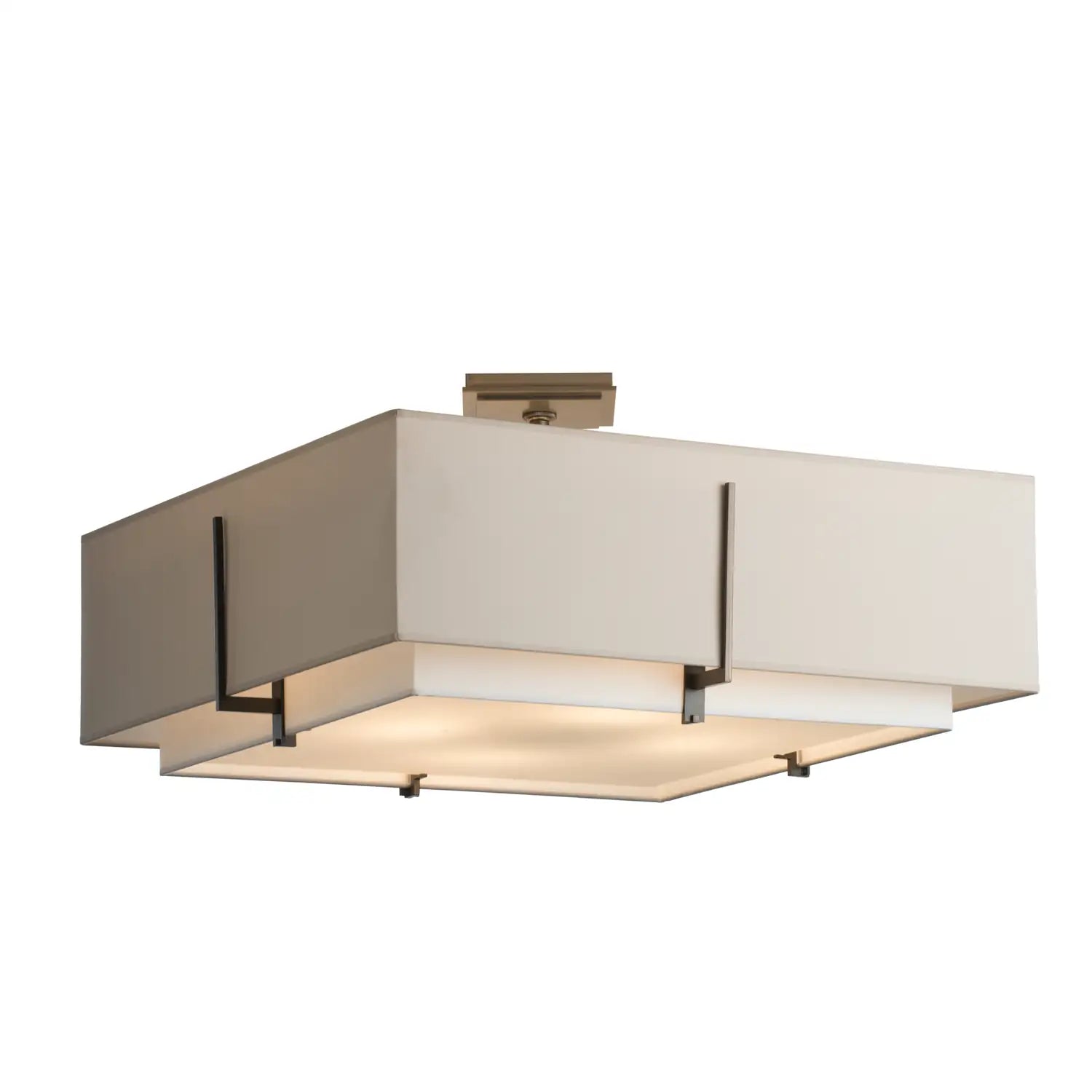 Hubbardton Forge, Exos Square Double Shade Semi-Flush, SEMI FLUSH MOUNT LIGHT