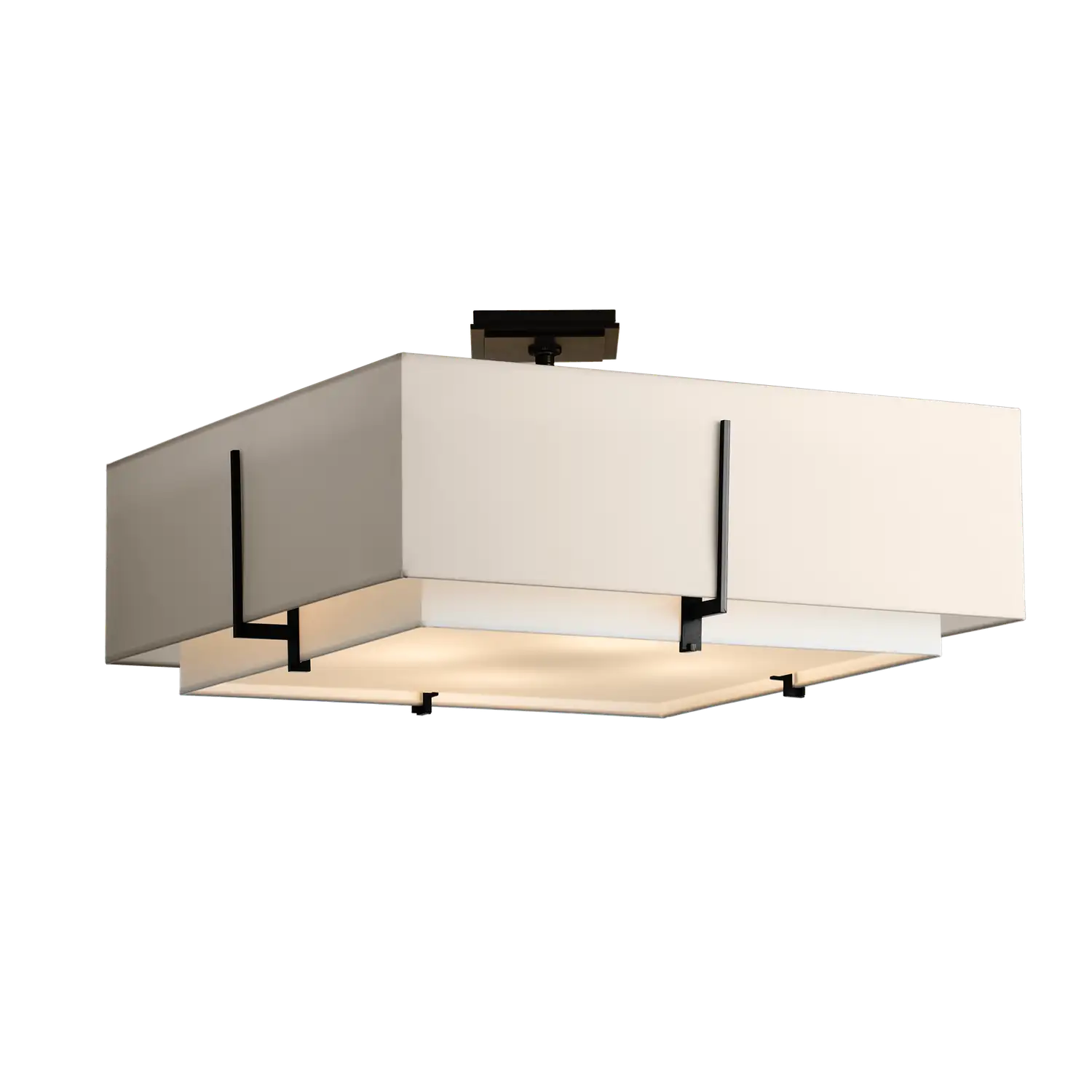 Hubbardton Forge, Exos Square Double Shade Semi-Flush, SEMI FLUSH MOUNT LIGHT