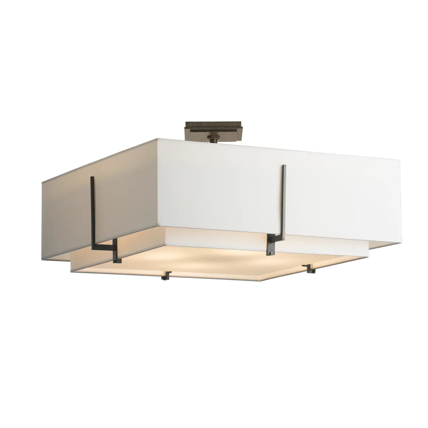 Hubbardton Forge, Exos Square Double Shade Semi-Flush, SEMI FLUSH MOUNT LIGHT