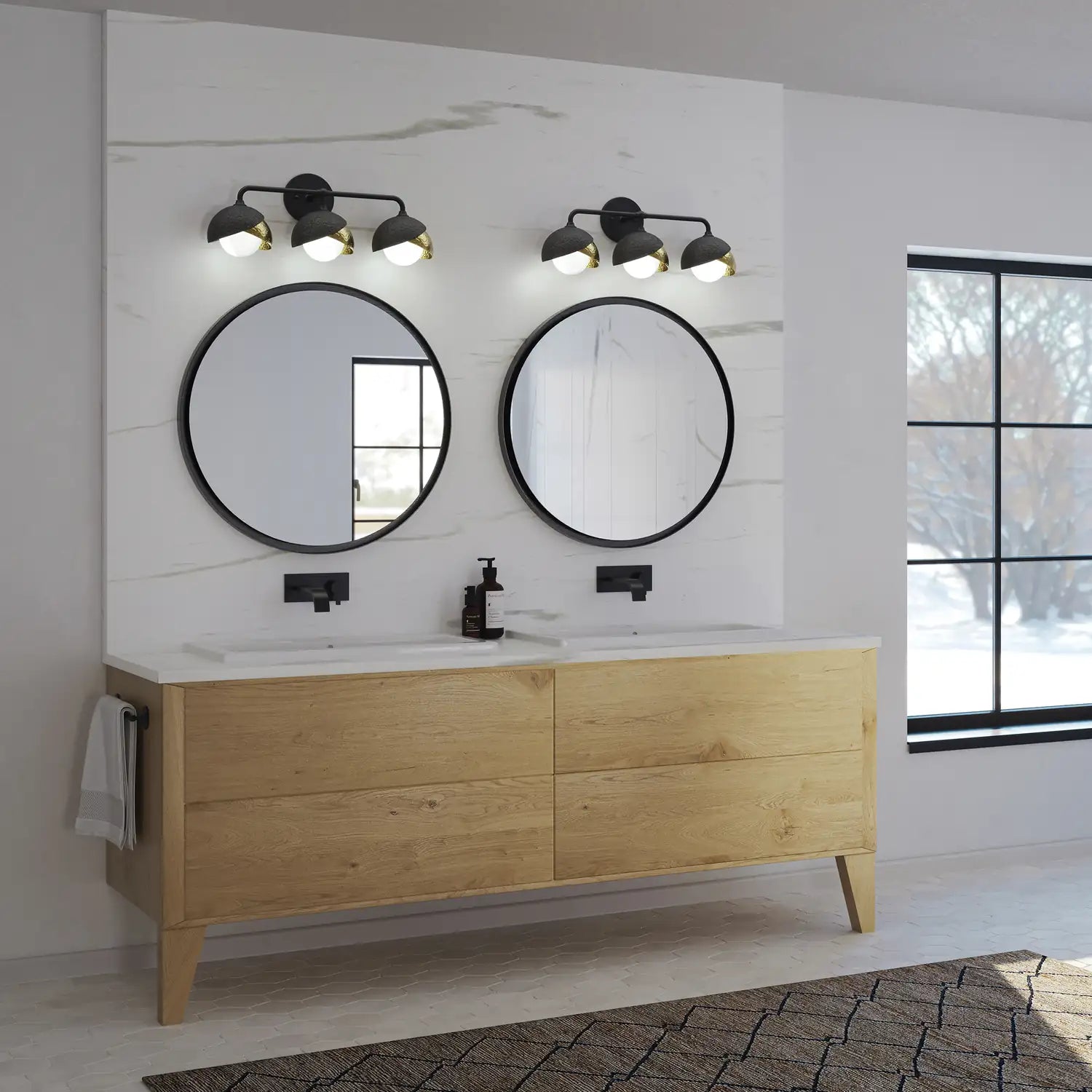 Hubbardton Forge, Brooklyn Double Shade Bath Sconce, WALL SCONCES