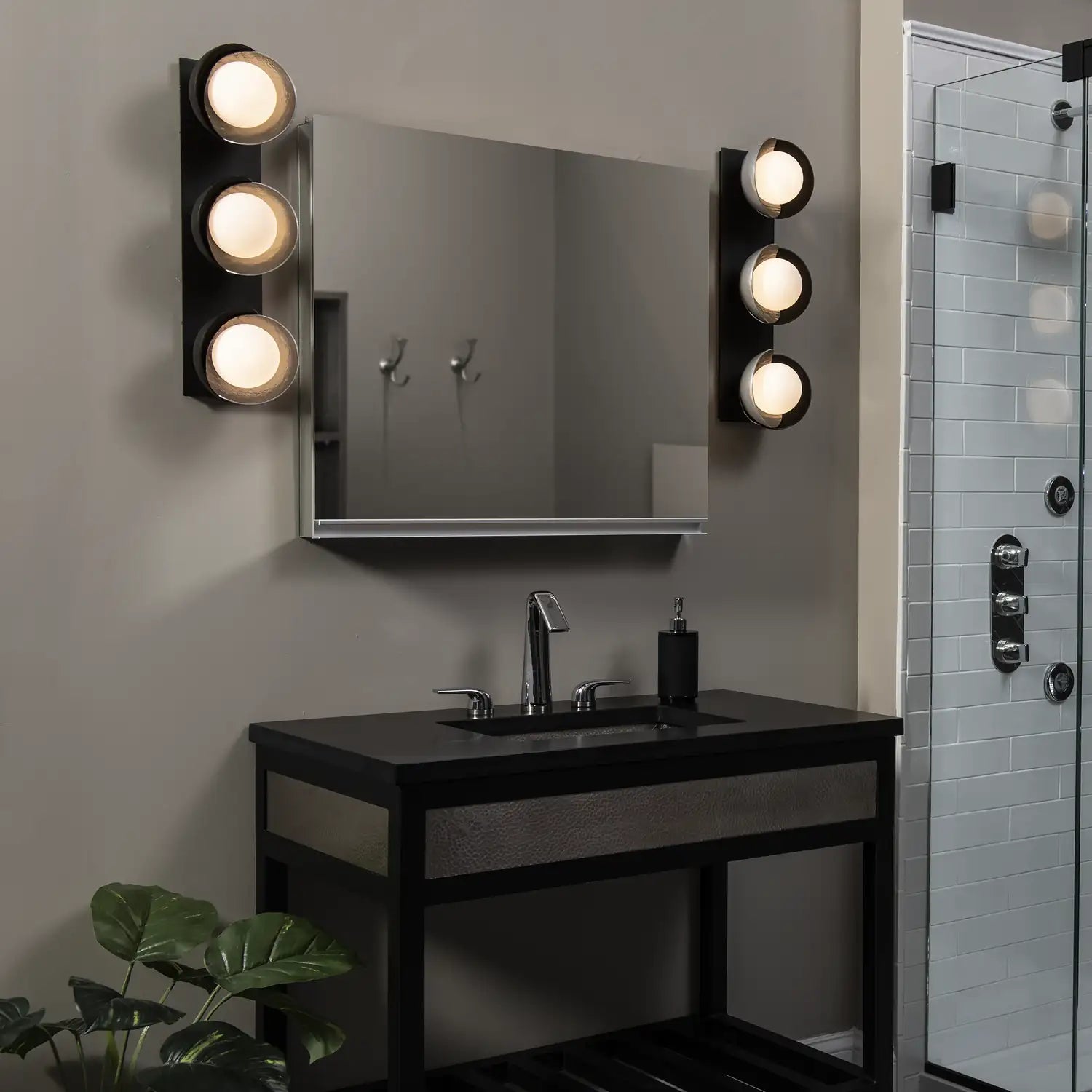 Hubbardton Forge, Brooklyn Straight Double Shade Bath Sconce, WALL SCONCES
