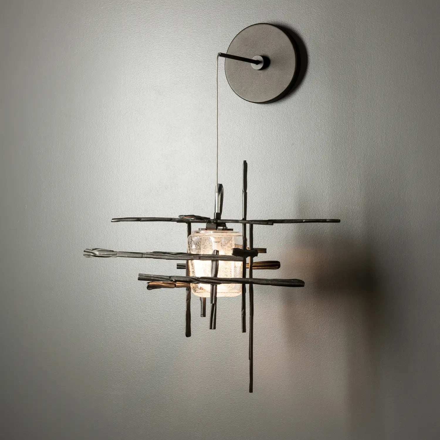 Hubbardton Forge, Tura Seeded Glass Low Voltage Sconce, WALL SCONCES
