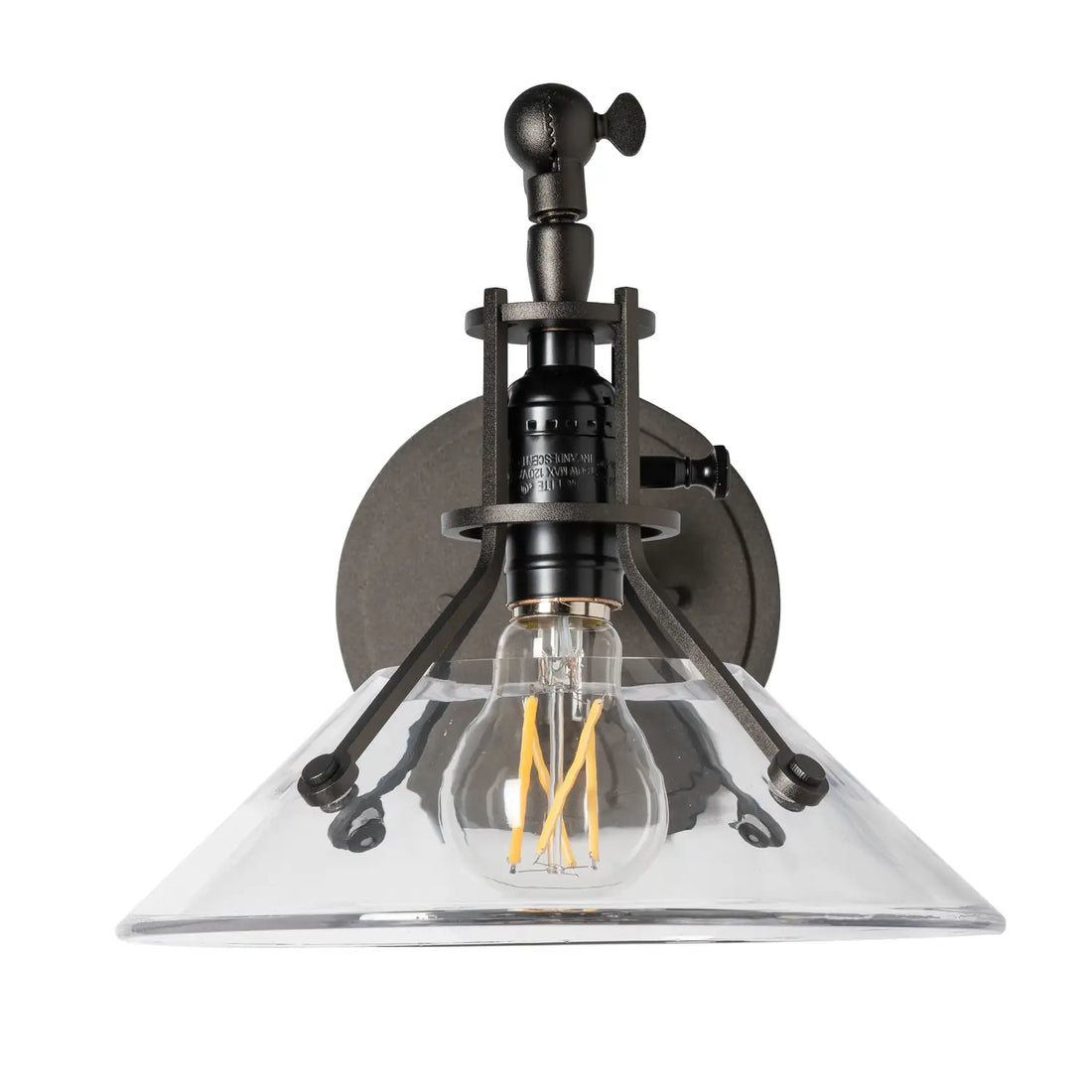 HUBBARDTON FORGE, HENRY SWING ARM GLASS SHADE SCONCE, WALL SCONCES