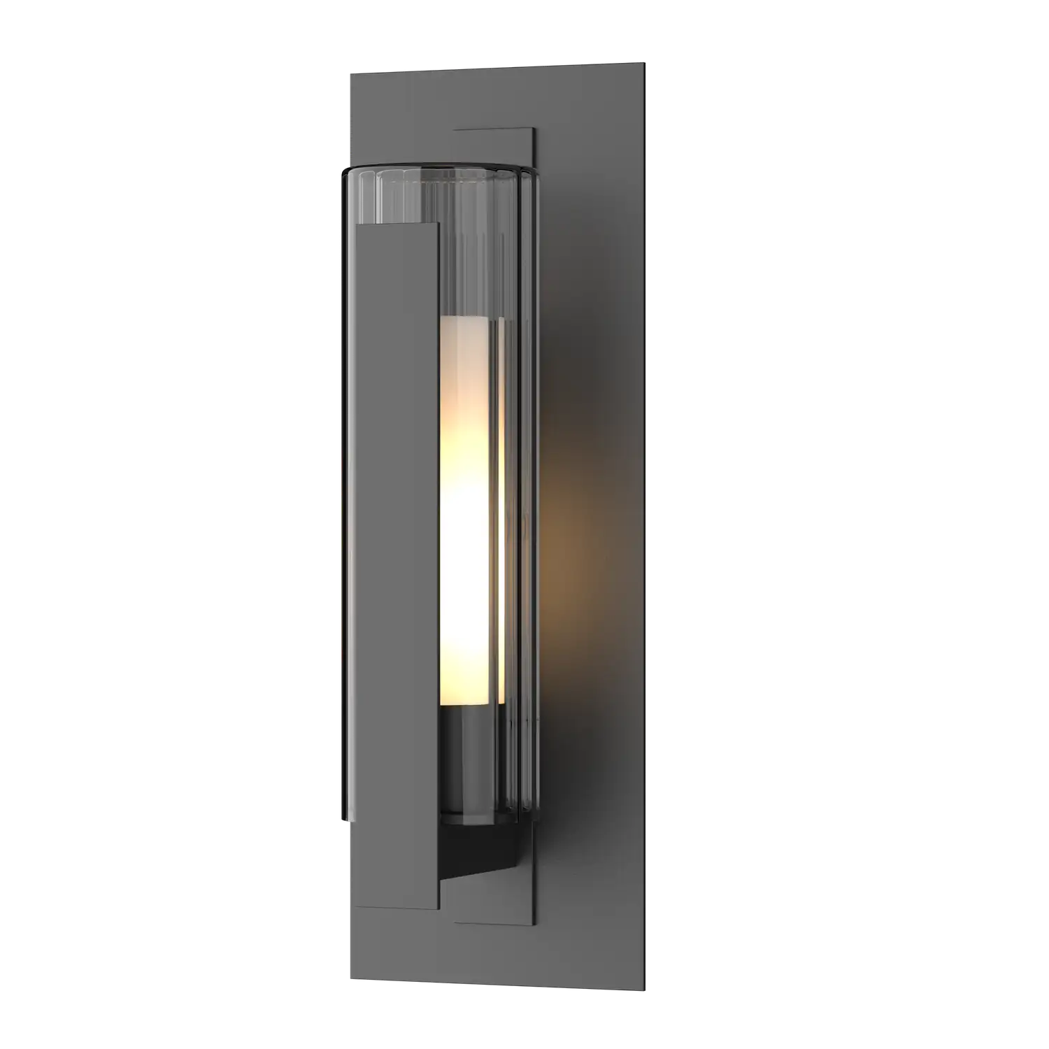 HUBBARDTON FORGE VERTICAL BAR FLUTED GLASS OUTDOOR SCONCE