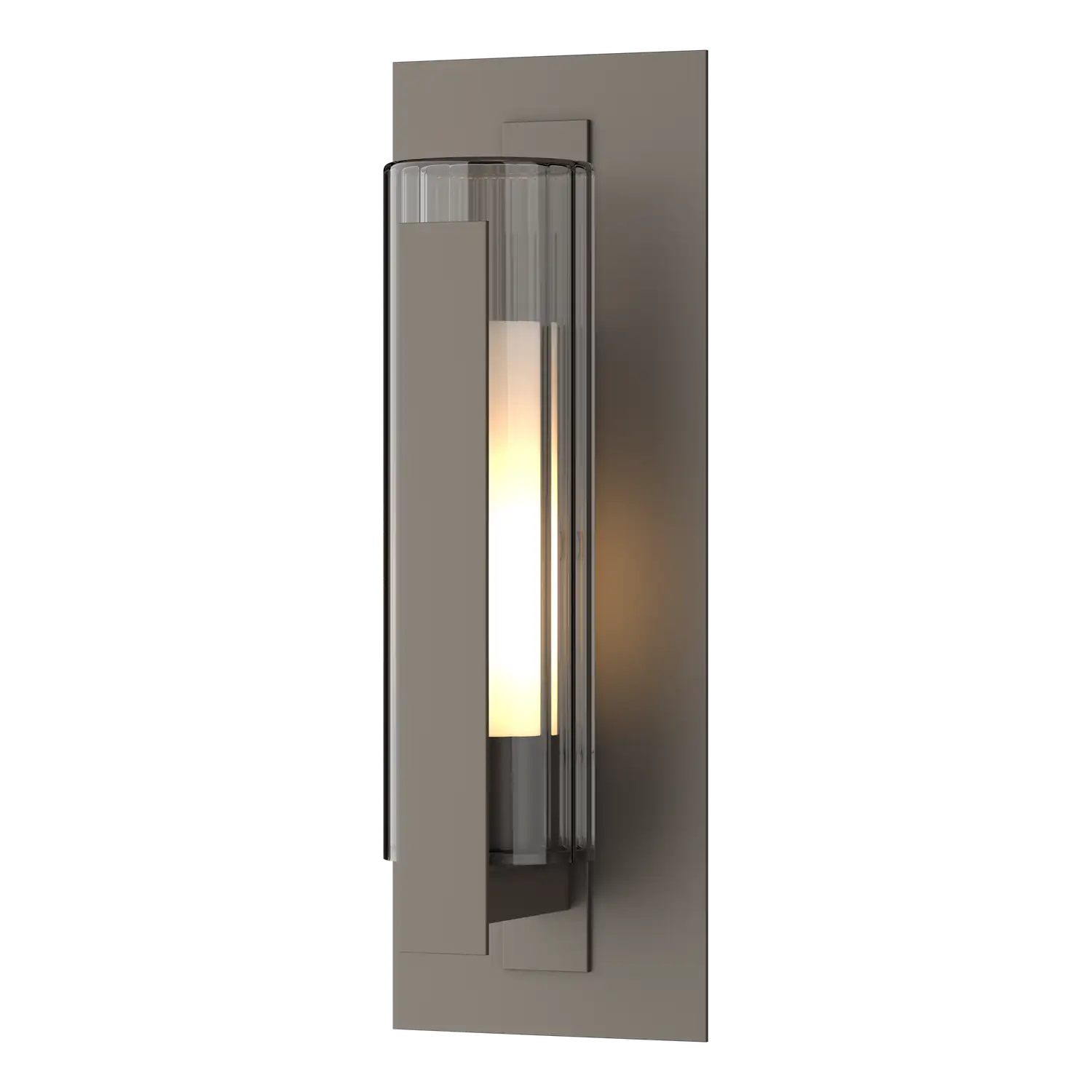 HUBBARDTON FORGE VERTICAL BAR FLUTED GLASS OUTDOOR SCONCE