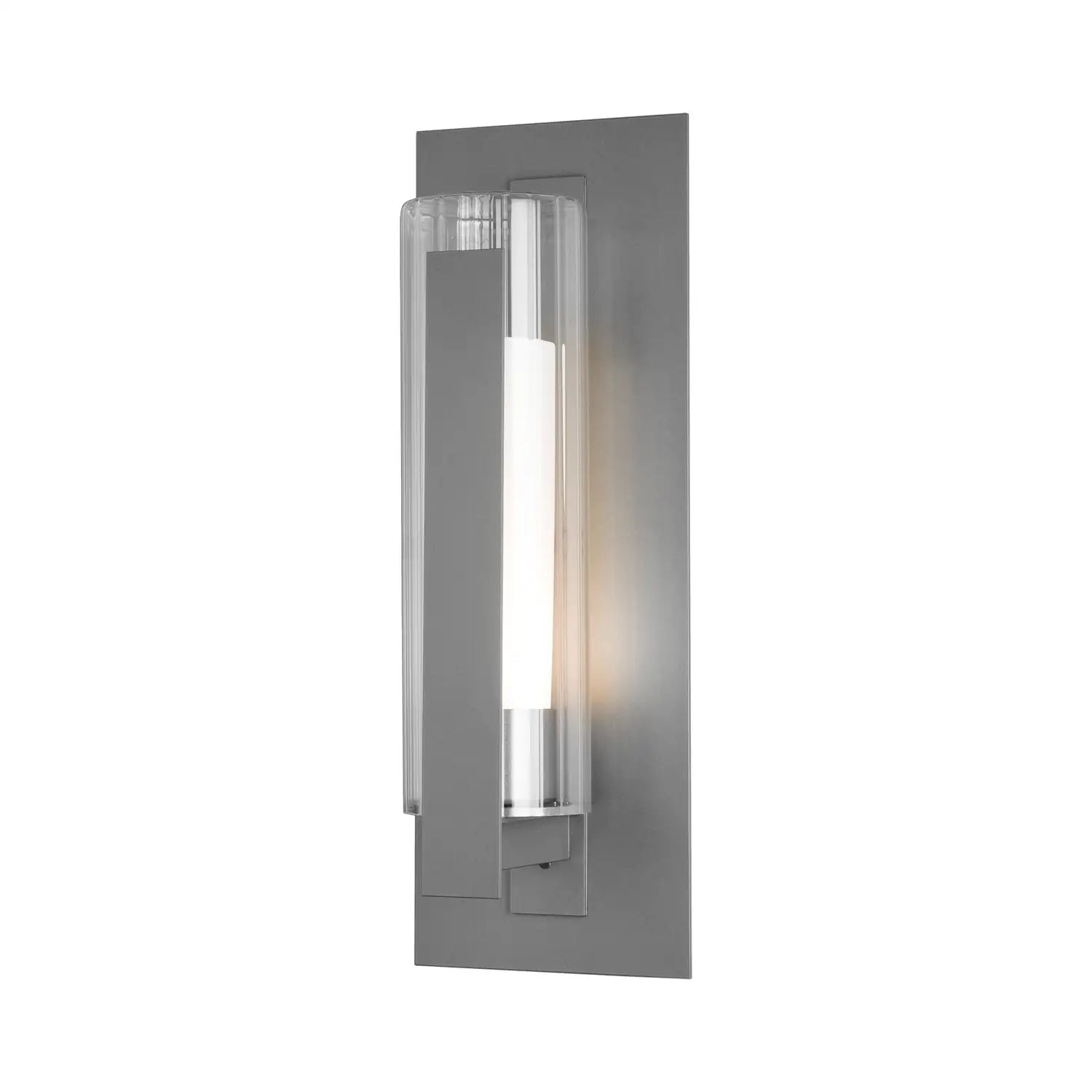 HUBBARDTON FORGE VERTICAL BAR FLUTED GLASS OUTDOOR SCONCE