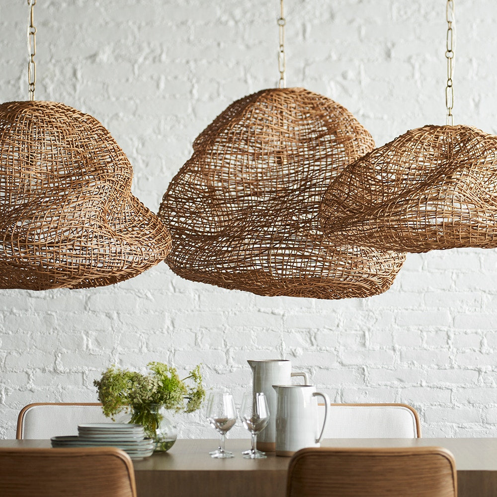 PALECEK, ANDORRA WICKER PENDANT, CHANDELIER LIGHT