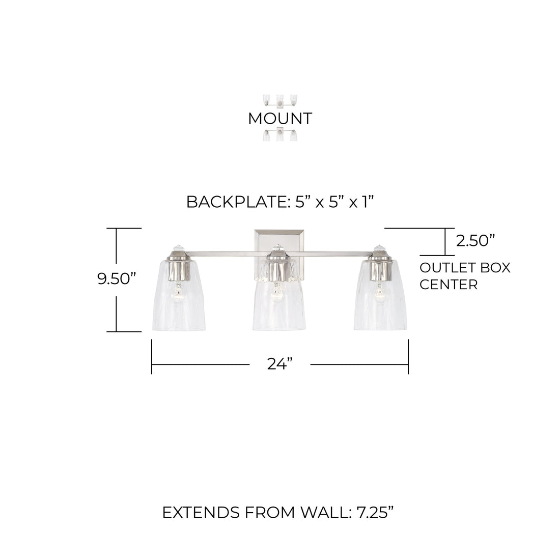 CAPITAL LIGHTING, LAURENT VANITY, VANITY LIGHT