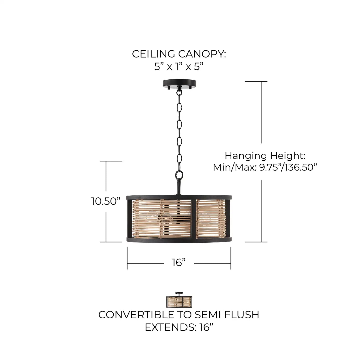 CAPITAL LIGHTING, RICO SEMI-FLUSH, SEMI FLUSH MOUNT LIGHT