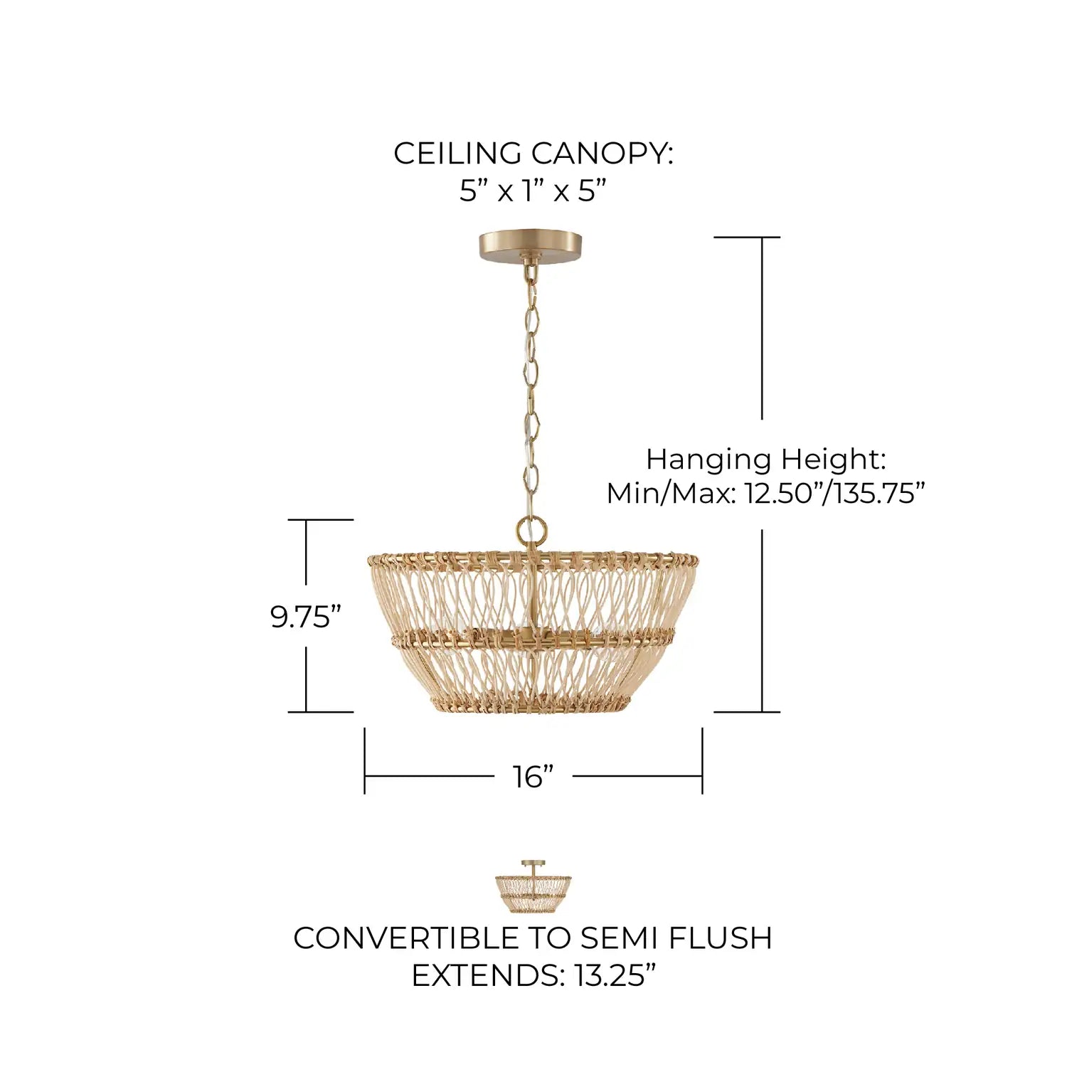 CAPITAL LIGHTING, WREN SEMI-FLUSH, SEMI FLUSH MOUNT LIGHT