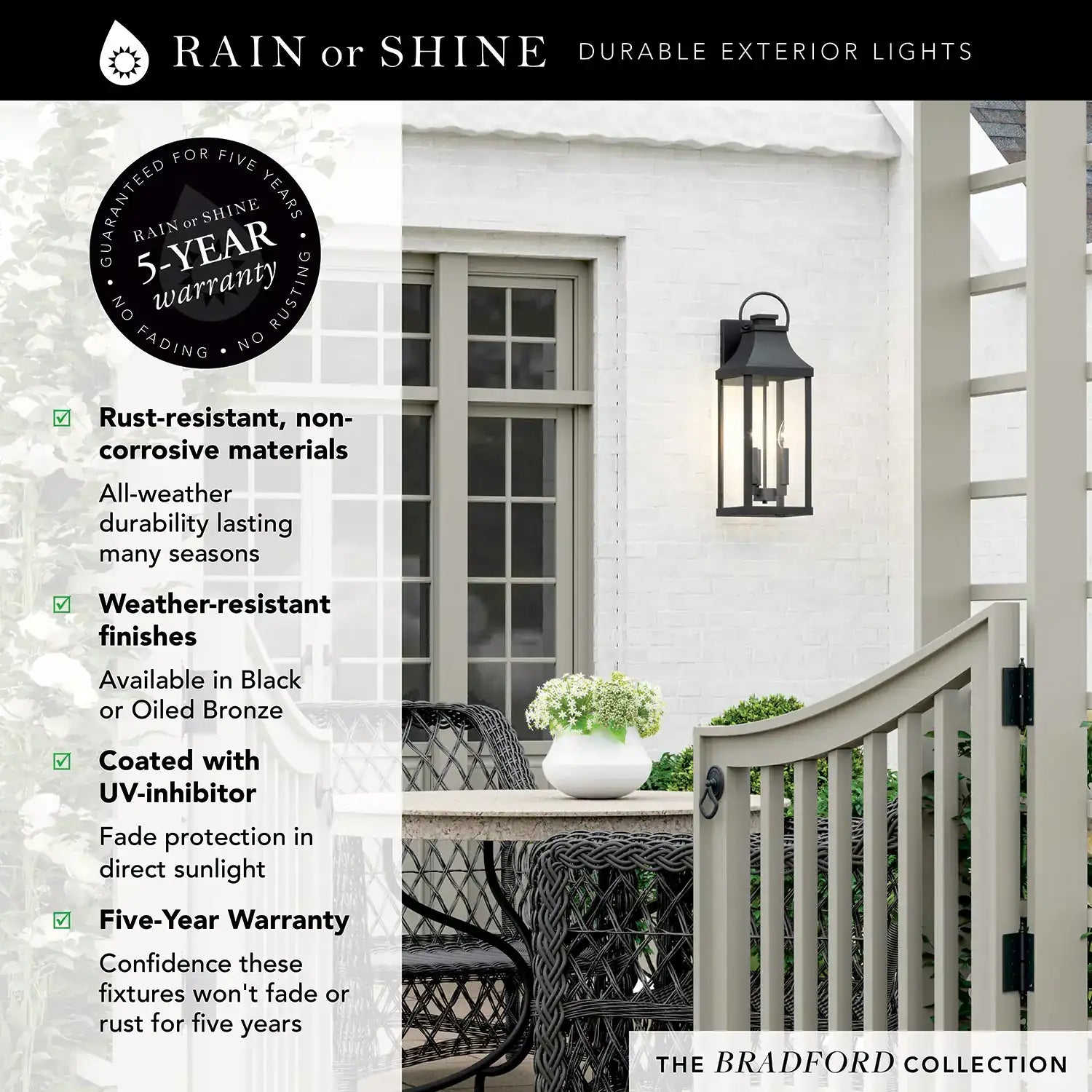 CAPITAL LIGHTING, BRADFORD OUTDOOR WALL-LANTERN, OUTDOOR WALL LIGHTS