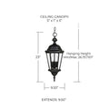 CAPITAL LIGHTING, CARRIAGE HOUSE OUTDOOR HANGING-LANTERN, OUTDOOR CEILING LIGHT