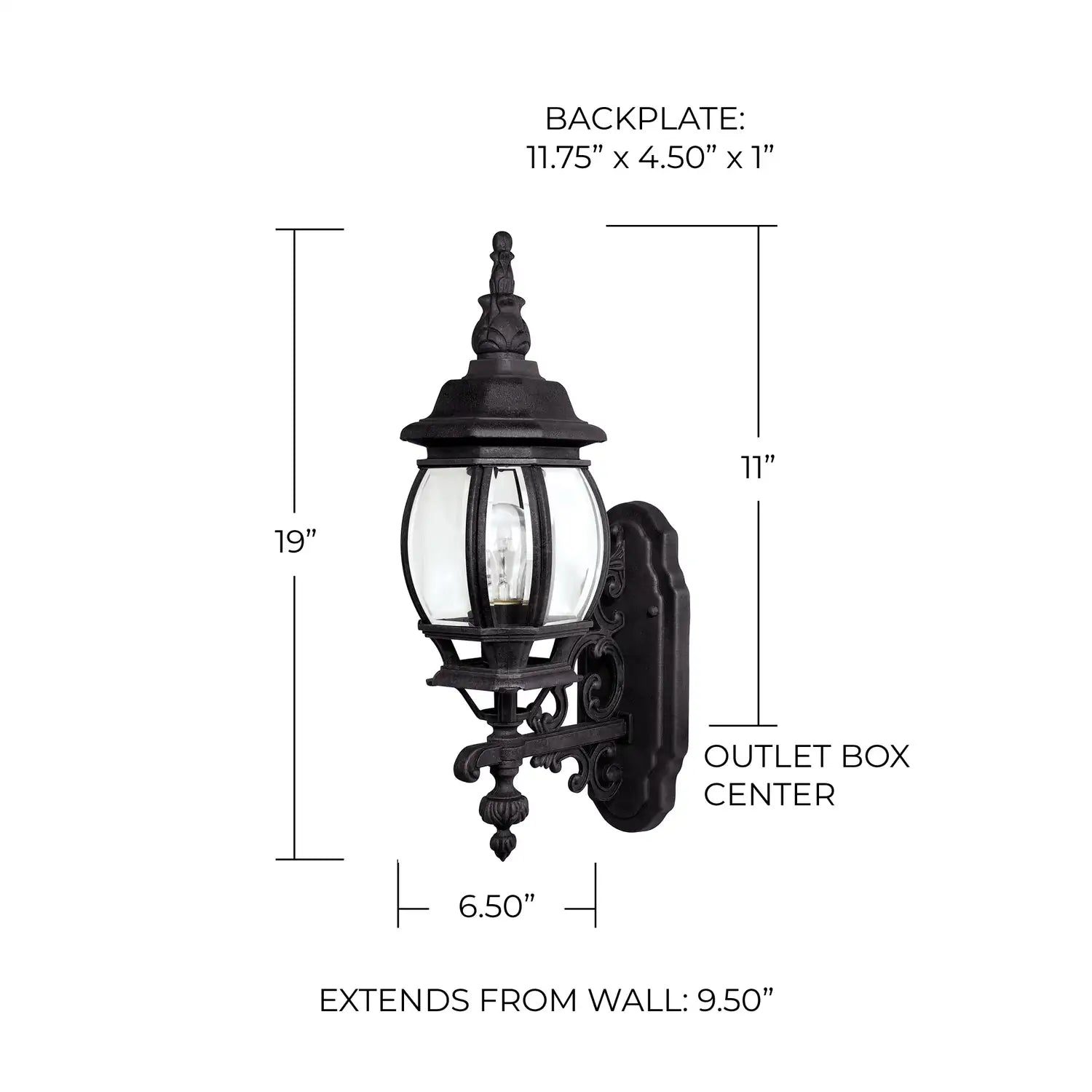 CAPITAL LIGHTING, FRENCH COUNTRY OUTDOOR WALL-LANTERN, OUTDOOR WALL LIGHTS
