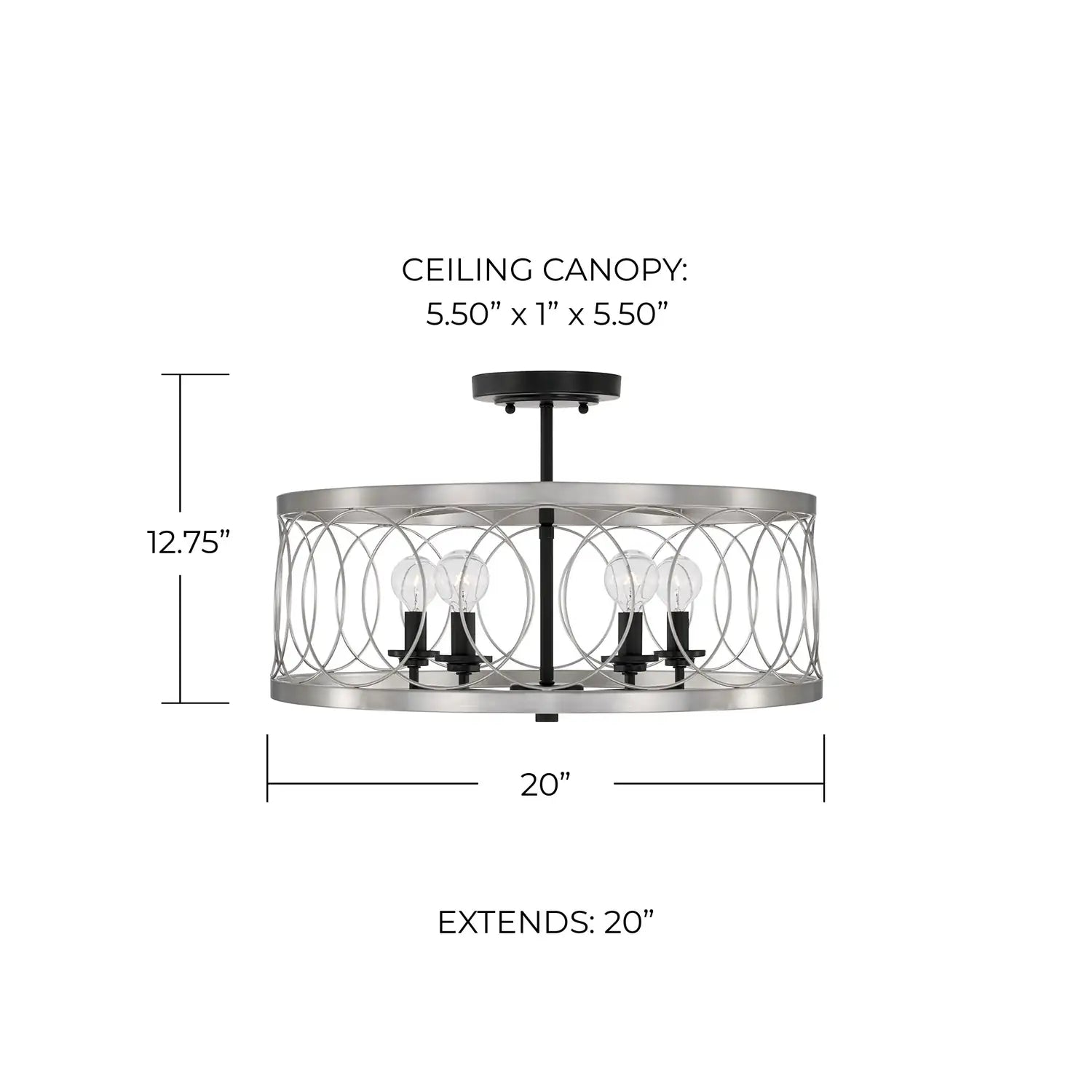 CAPITAL LIGHTING, MADELINE SEMI-FLUSH, SEMI FLUSH MOUNT LIGHT