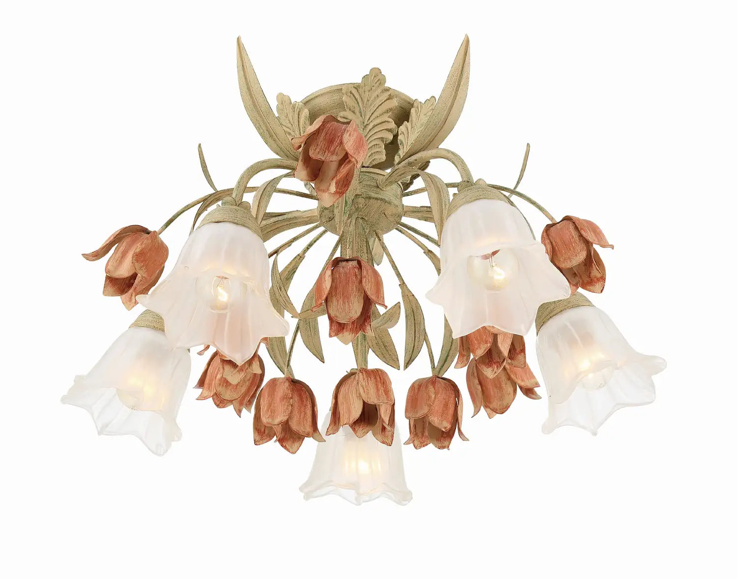 CRYSTORAMA, SOUTHPORT SAGE ROSE FLORAL SEMI FLUSH MOUNT, FLUSH MOUNT CEILING LIGHTS