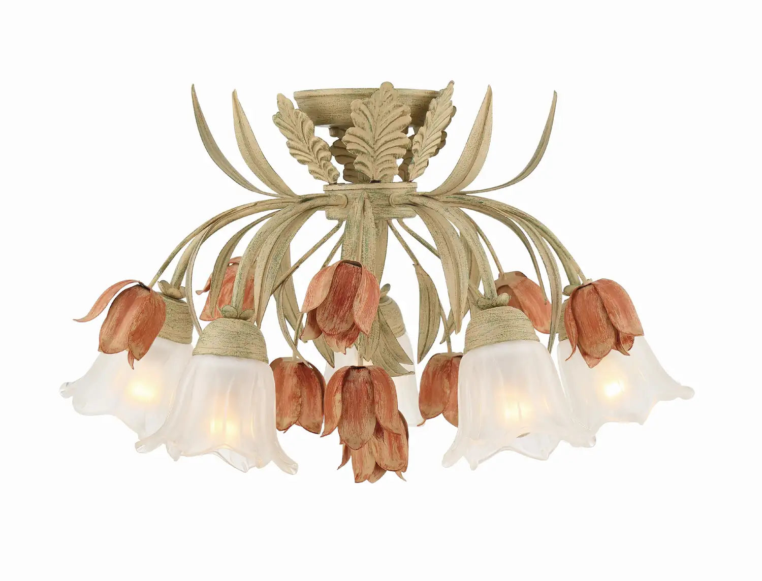 CRYSTORAMA, SOUTHPORT SAGE ROSE FLORAL SEMI FLUSH MOUNT, FLUSH MOUNT CEILING LIGHTS