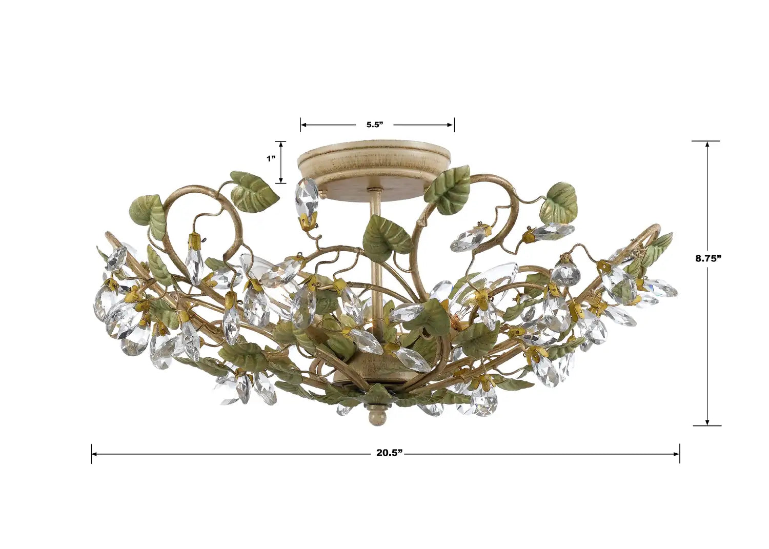CRYSTORAMA, JOSIE CHAMPAGNE GREEN TEA SEMI FLUSH MOUNT, FLUSH MOUNT CEILING LIGHTS