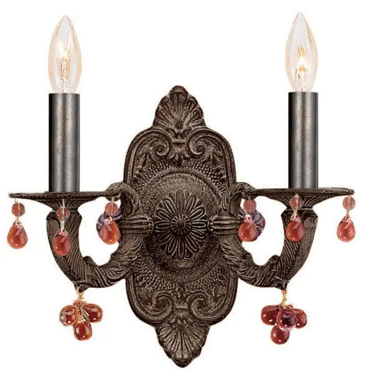 CRYSTORAMA, PARIS MARKET AMBER CRYSTAL VENETIAN SCONCE, WALL SCONCES