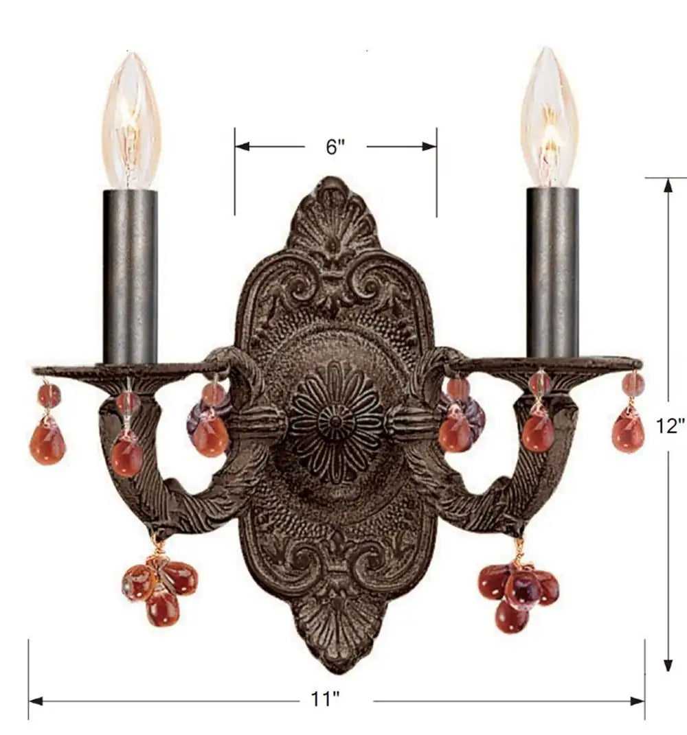 CRYSTORAMA, PARIS MARKET AMBER CRYSTAL VENETIAN SCONCE, WALL SCONCES
