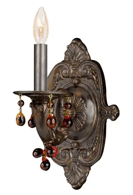 CRYSTORAMA, PARIS MARKET AMBER CRYSTAL VENETIAN SCONCE, WALL SCONCES
